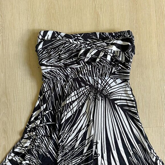 Black and white Y2K palm print strapless mini dress - Picture 4 of 4
